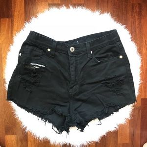 Black Ripped Cut Off Jean Shorts